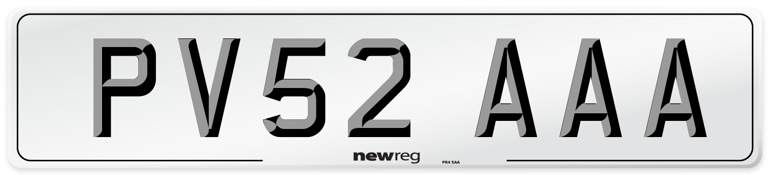 PV52 AAA Number Plate from New Reg